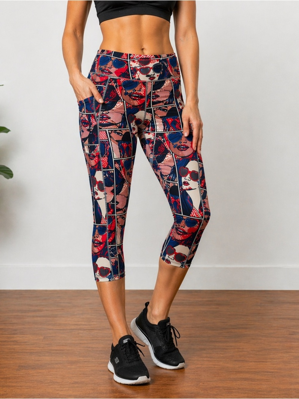 CVG Knockout Comic Pop Art Capri Leggings XL Pockets